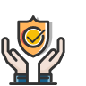 Whole Life Icon - two hands holding up a check-marked shield plaque